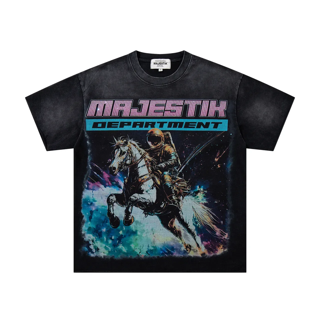 MAJESTIK Graphic Print Rhinestone Logo Oversized T-Shirt 4