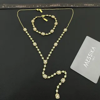 Messika Chaîne Or Transparente Chaîne Rectangulaire Pierres Halo-Set Collier