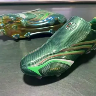 Metallic Green Iridescent Wave Stripe Firm-Ground Soccer Shoes