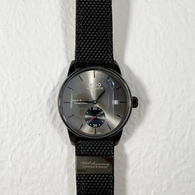 MIDO 100th Anniversary Limited Edition Gray Dial Black Fabric Strap Mechanical Watch 4
