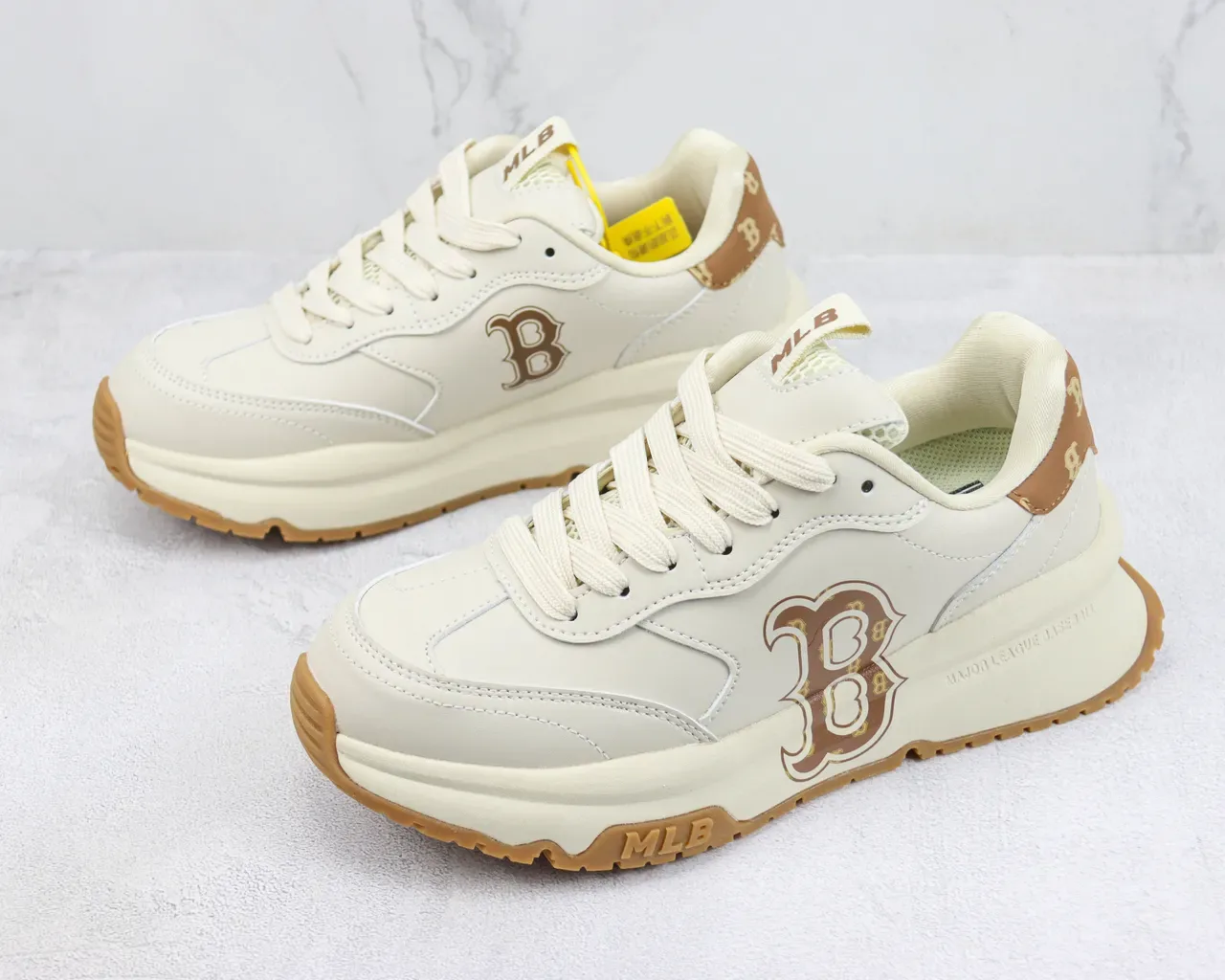 MLB Beige Brown Retro-Modern Layered Midsole Lifestyle Sneakers 4