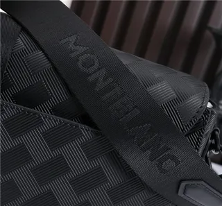Montblanc Summit Black Red Woven Textured Leather Flap-Over Closure Messenger Bag 4