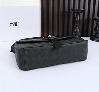 Montblanc Summit Black Red Woven Textured Leather Flap-Over Closure Messenger Bag 5