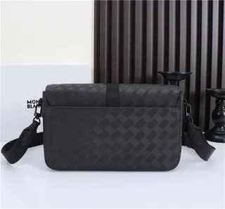 Montblanc Summit Black Red Woven Textured Leather Flap-Over Closure Messenger Bag 6