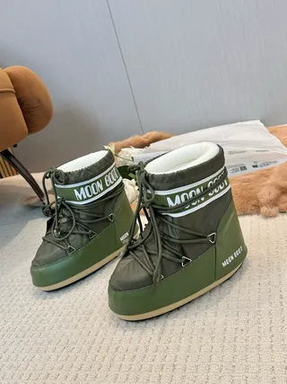 Moon Boot Olive Green Drawstring Cuff Snow Boots 3