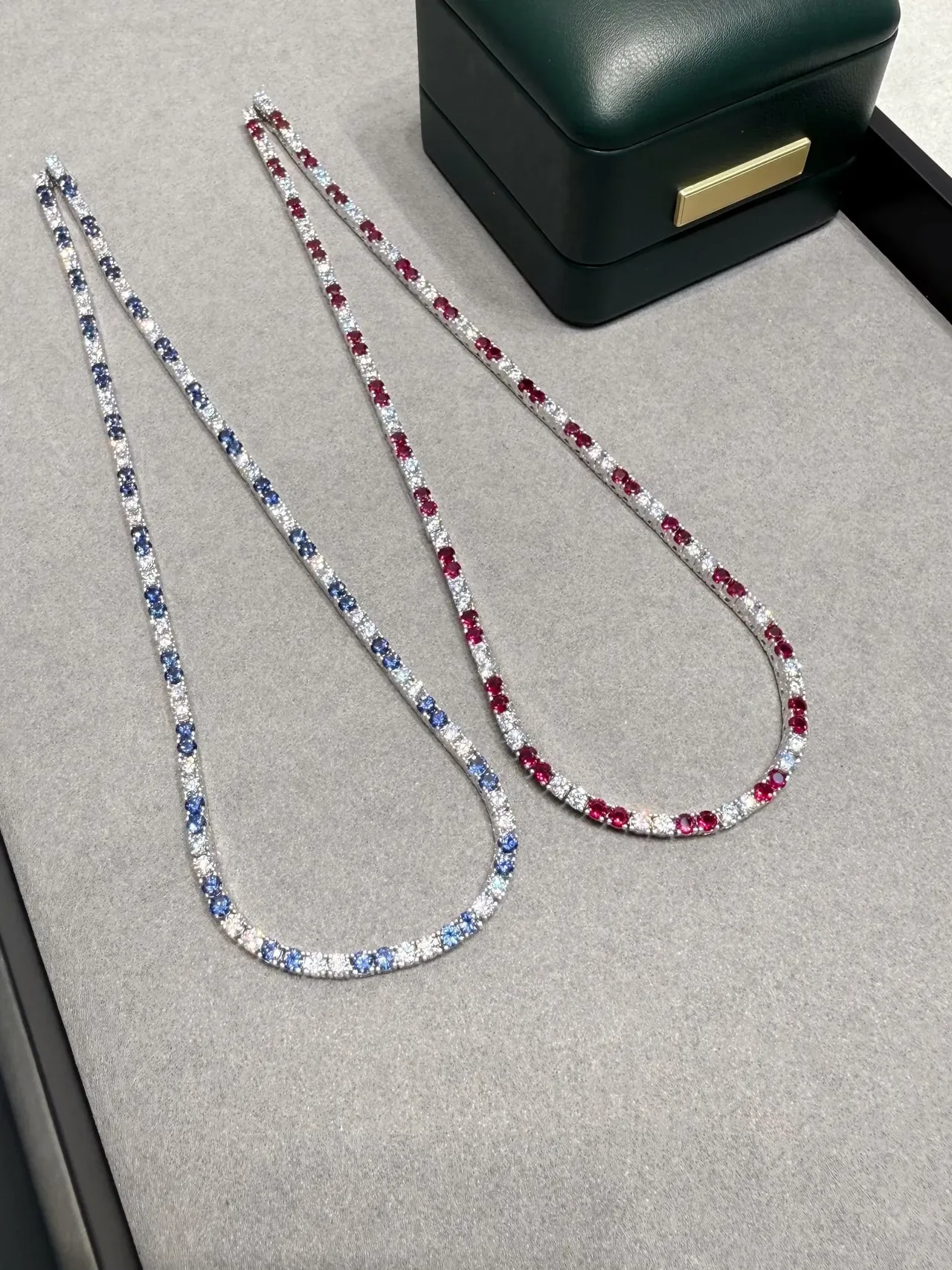 Multicolor Multi-Gem Channel-Set Linear Tennis-Style Necklace 1