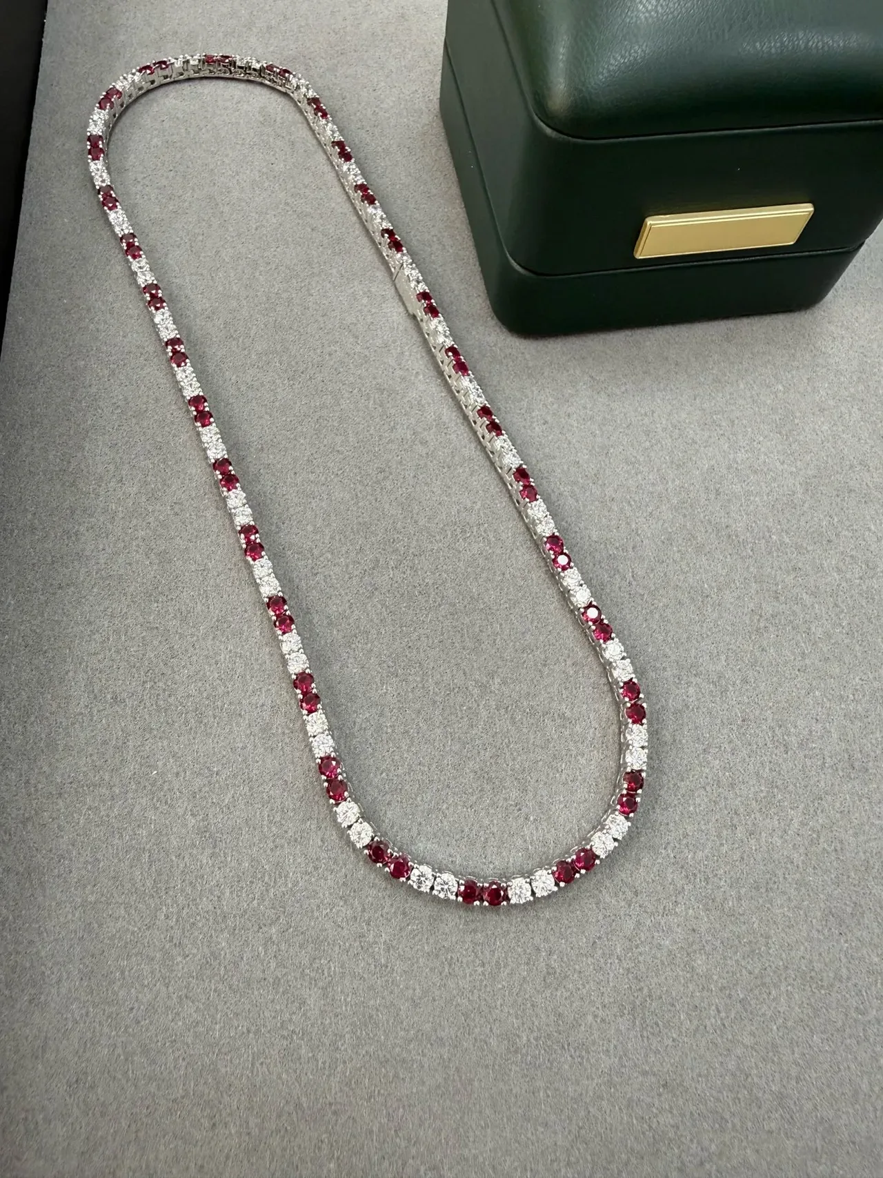 Multicolor Multi-Gem Channel-Set Linear Tennis-Style Necklace 2