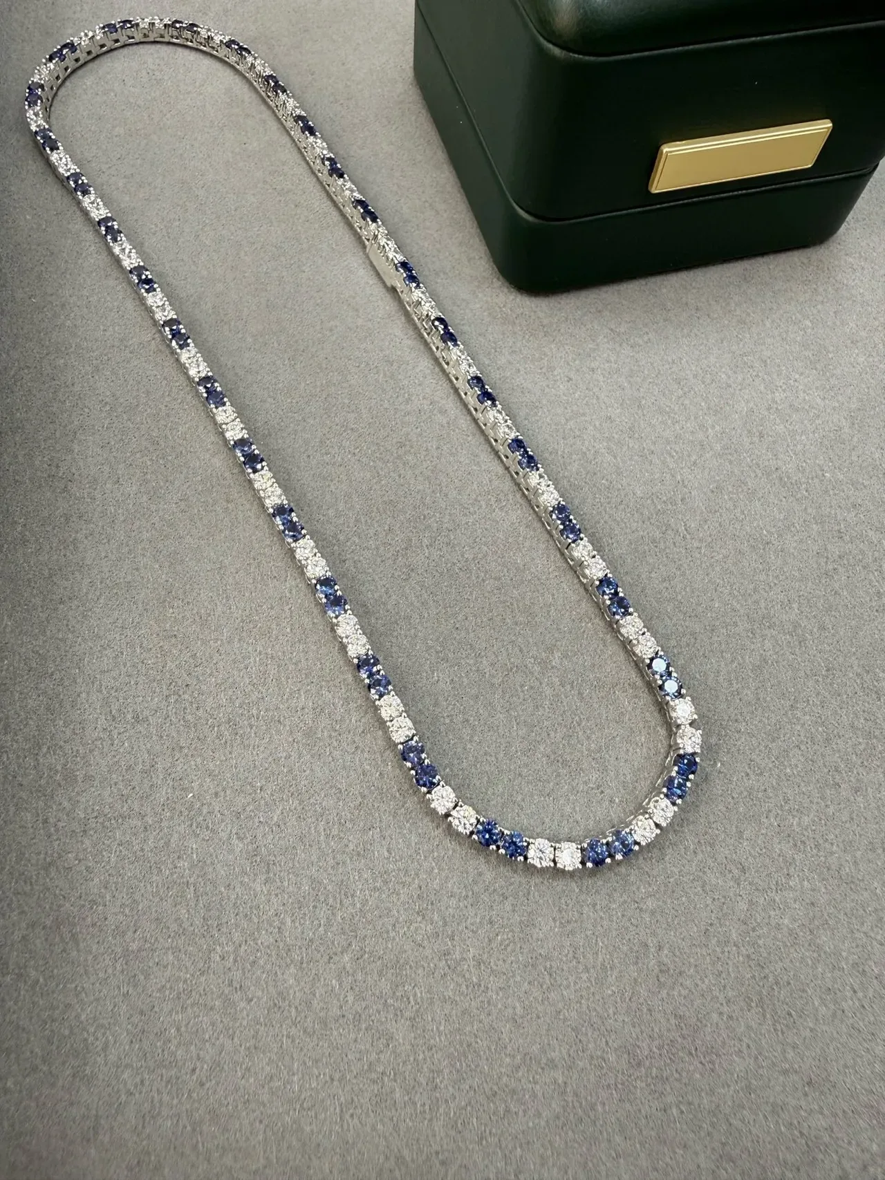 Multicolor Multi-Gem Channel-Set Linear Tennis-Style Necklace 3