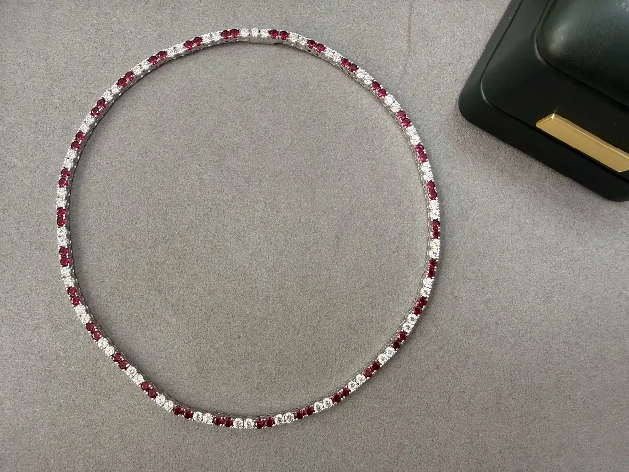 Multicolor Multi-Gem Channel-Set Linear Tennis-Style Necklace 5