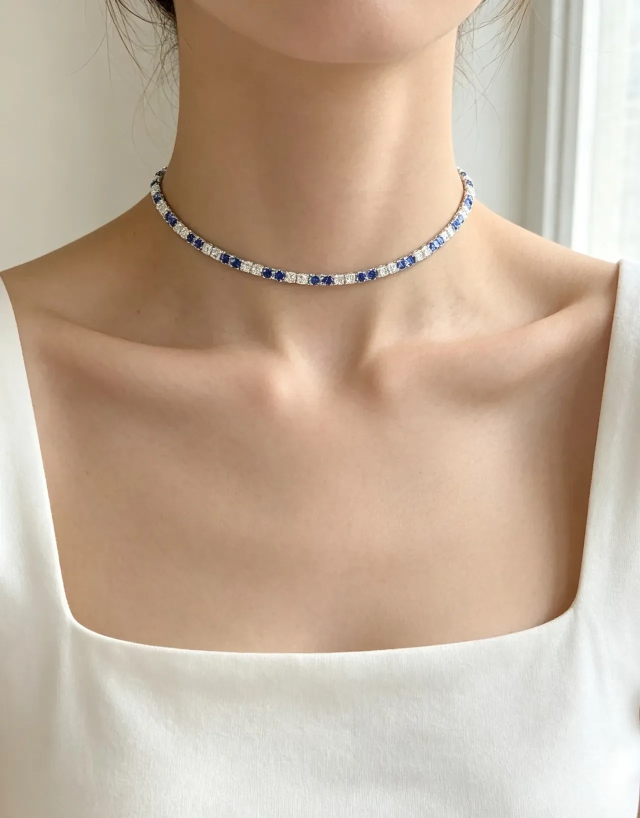 Multicolor Multi-Gem Channel-Set Linear Tennis-Style Necklace 9