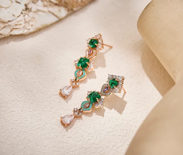 Multistone Enamel Cascade Dangling Earrings 6
