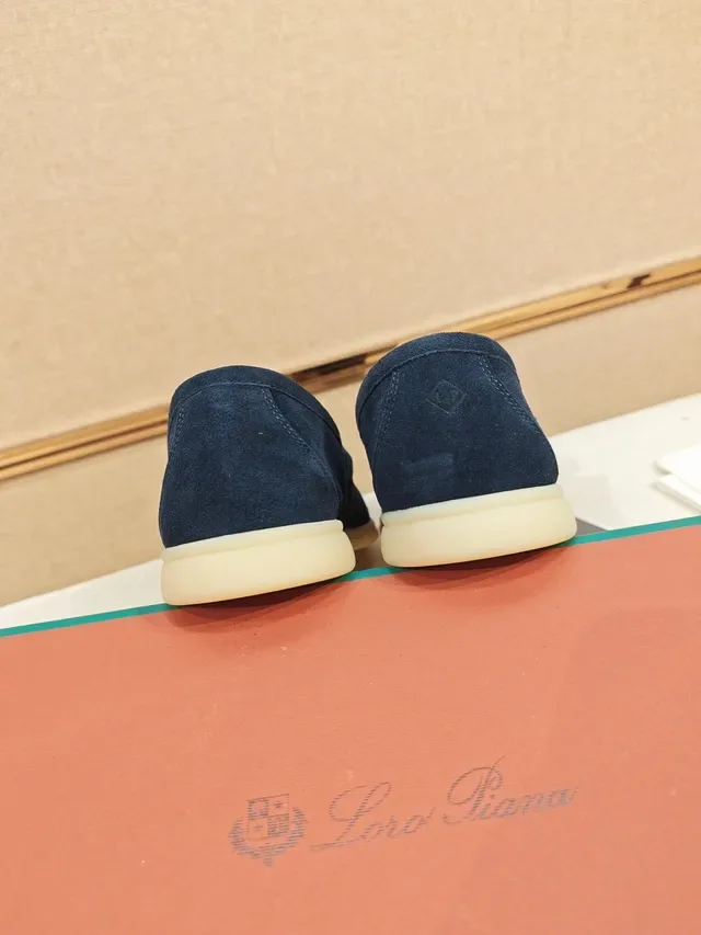 Navy Beige Suede Metal-Accented Strap Loafer 4