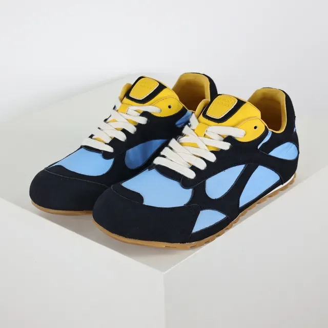 Navy Black Light Blue Yellow Retro Runner Sneakers 2