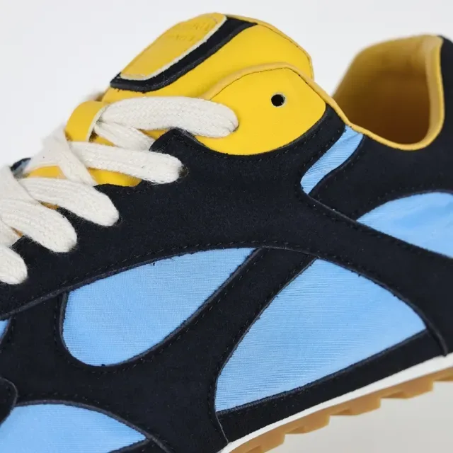 Navy Black Light Blue Yellow Retro Runner Sneakers 6