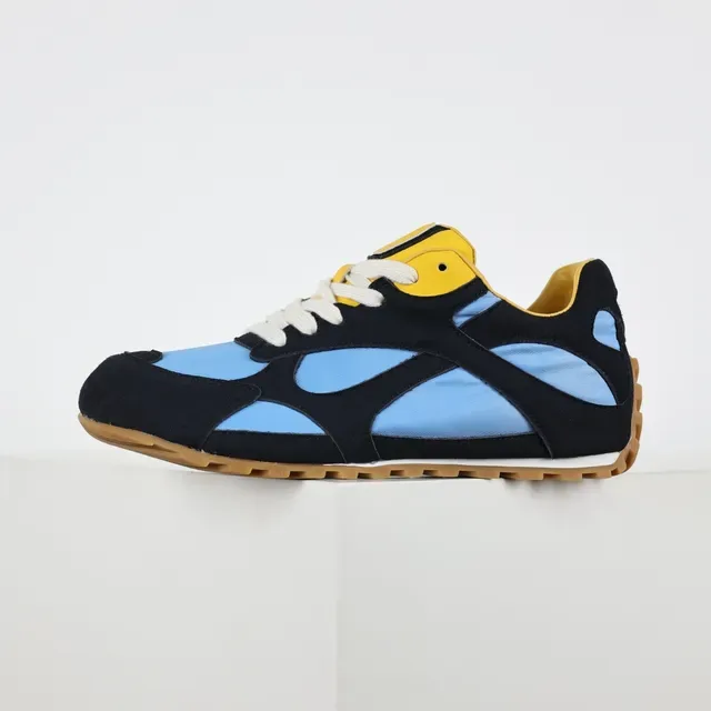 Navy Black Light Blue Yellow Retro Runner Sneakers 9