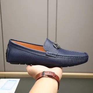 海军压纹皮革马衔乐福鞋