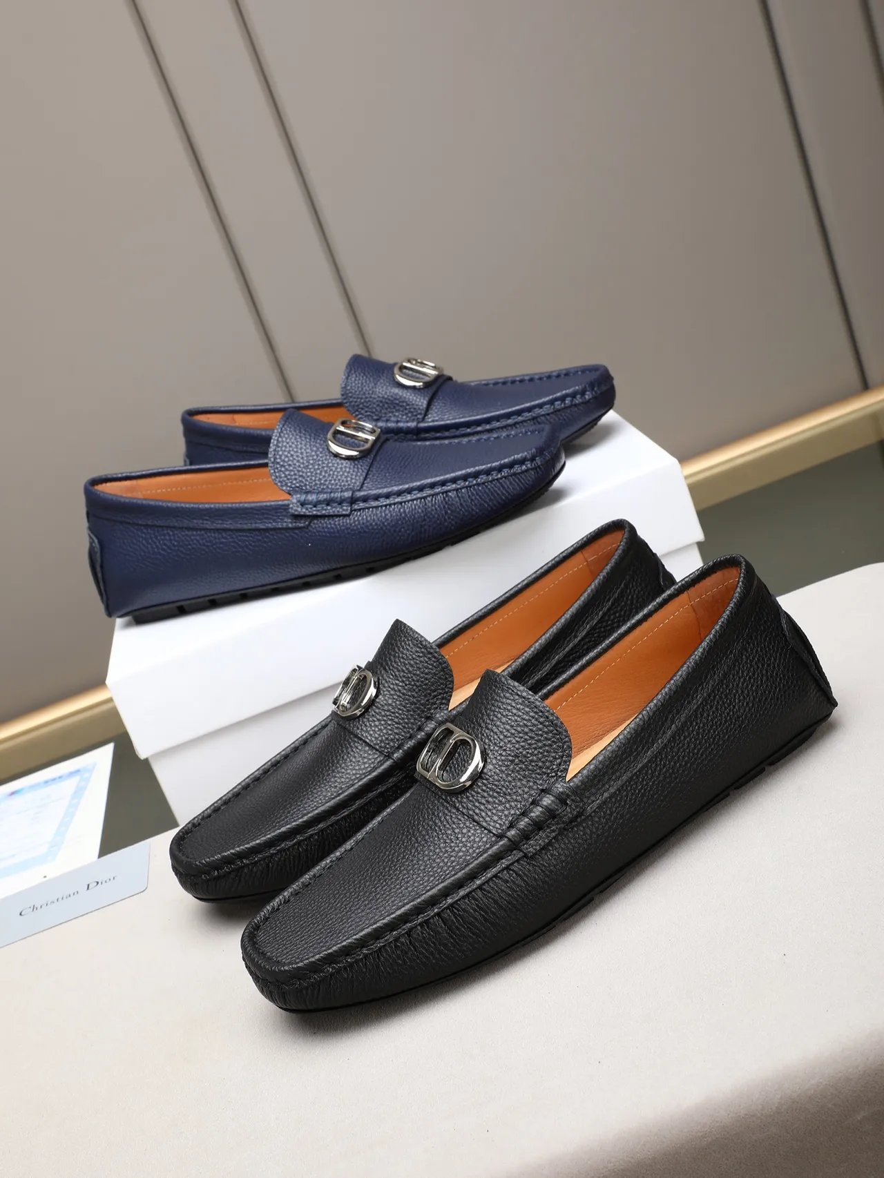 Navy Pebbled Leather Horsebit Loafer 2