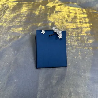 Navy Silver Star-Shaped Pavé Crystal Earrings