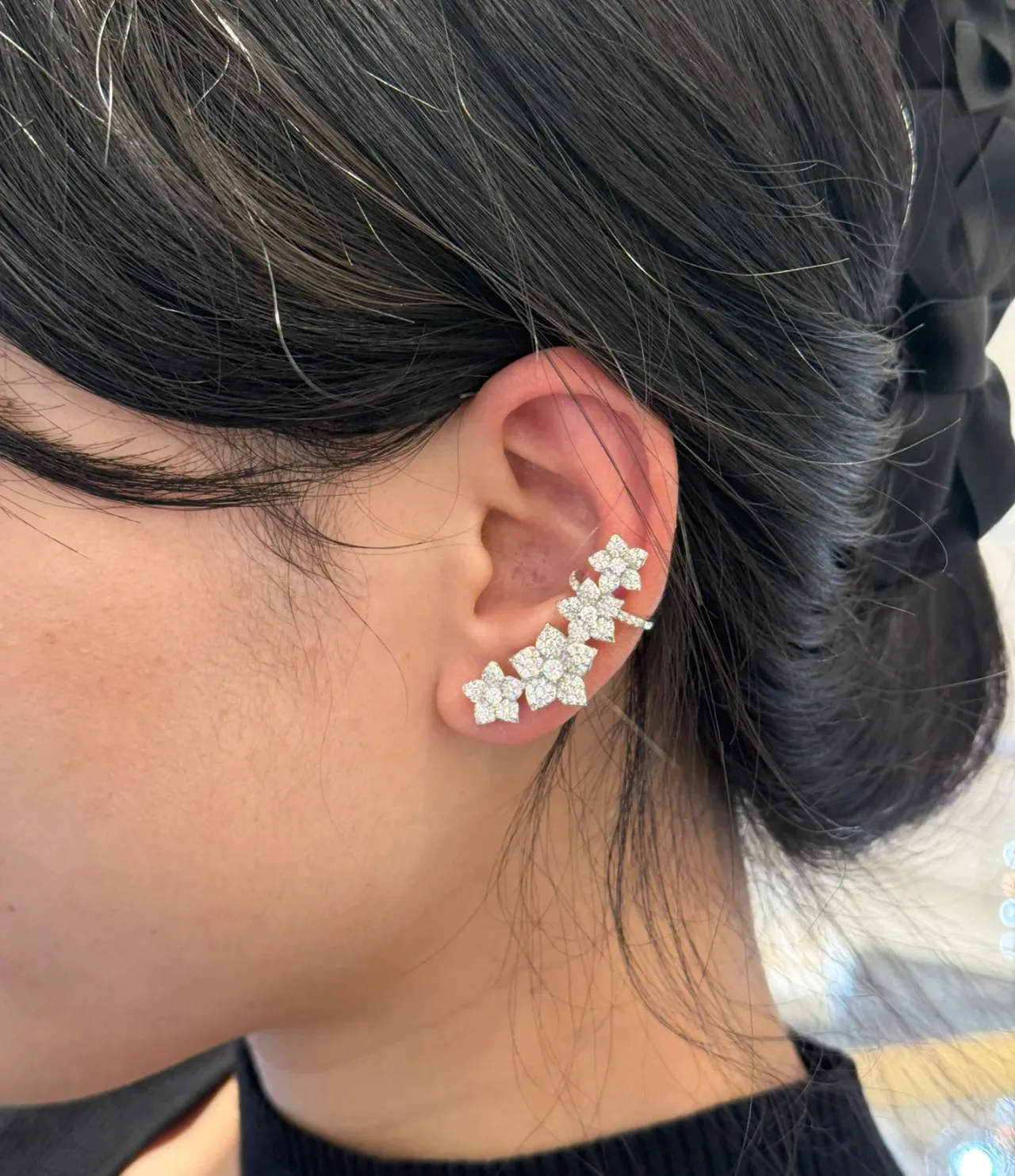 Navy Silver Star-Shaped Pavé Crystal Earrings 2