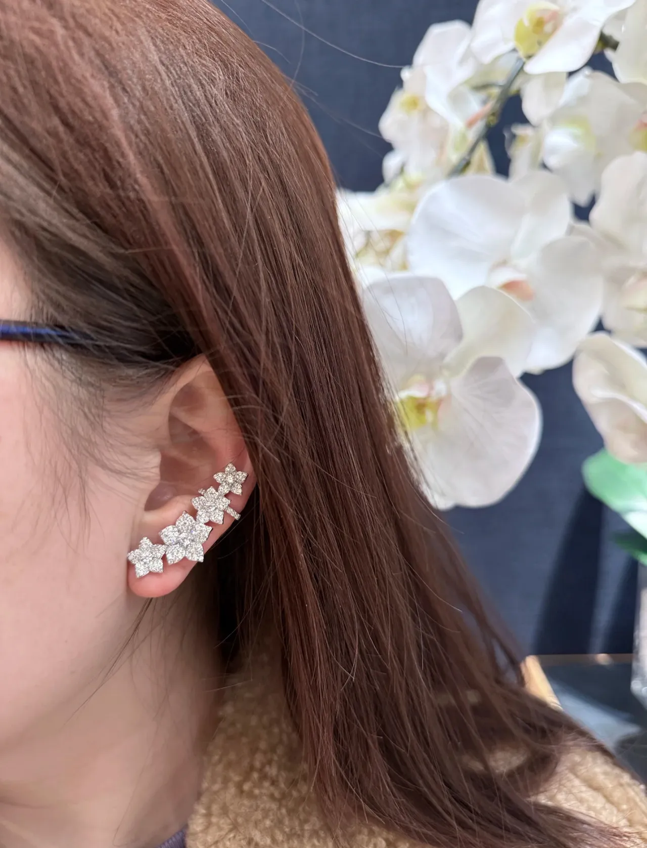 Navy Silver Star-Shaped Pavé Crystal Earrings 3