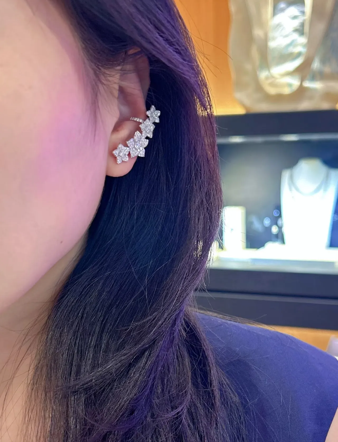 Navy Silver Star-Shaped Pavé Crystal Earrings 4