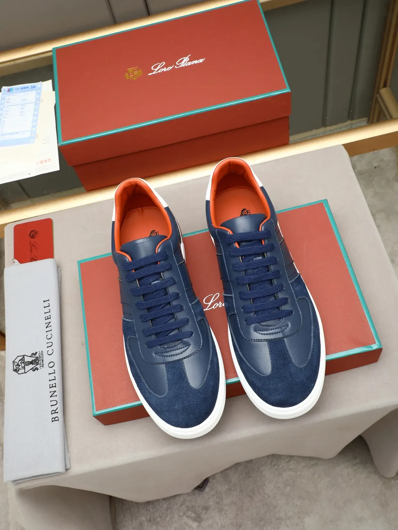 Navy Suede and Leather Low-Top Lifestyle Sneaker 2