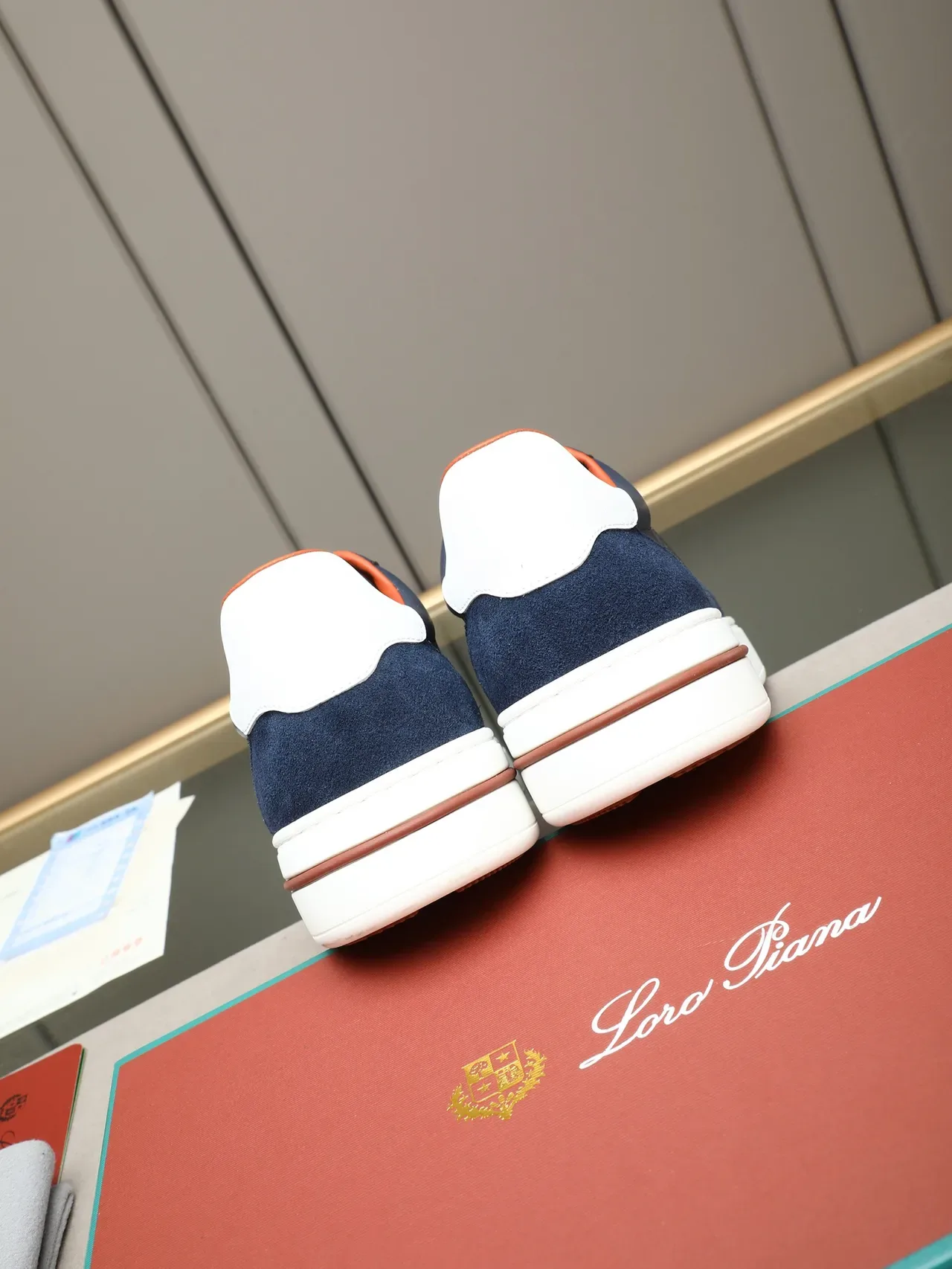 Navy Suede and Leather Low-Top Lifestyle Sneaker 3