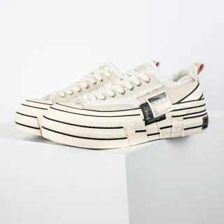 Off-White tênis de plataforma creme e preto listrado
