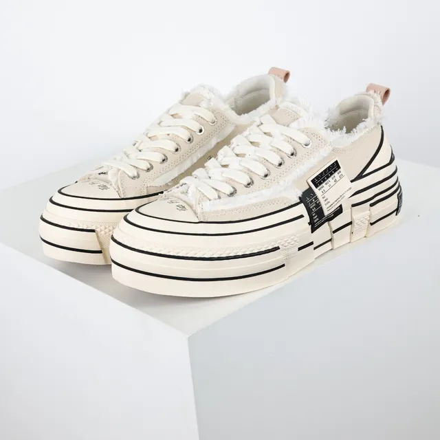 Off-White Cream and Black Striped Platform Sneaker 2