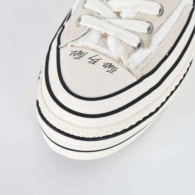 Off-White Cream and Black Striped Platform Sneaker 5