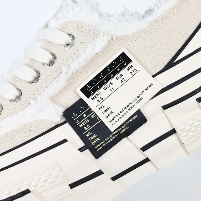 Off-White Cream and Black Striped Platform Sneaker 6