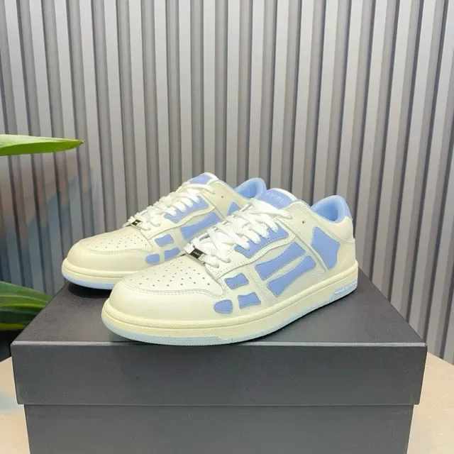 Off-White Cream and Light Blue Geometric Panel Low-Top Sneakers 3