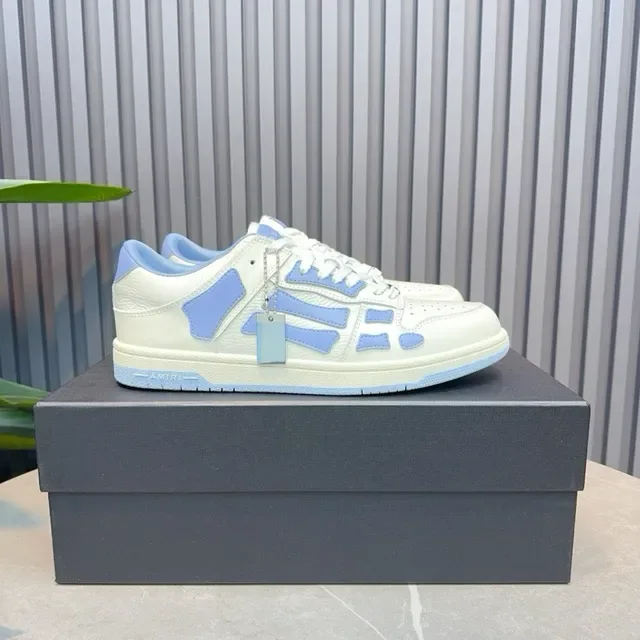 Off-White Cream and Light Blue Geometric Panel Low-Top Sneakers 5