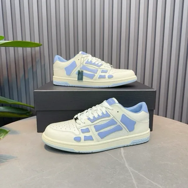 Off-White Cream and Light Blue Geometric Panel Low-Top Sneakers 7