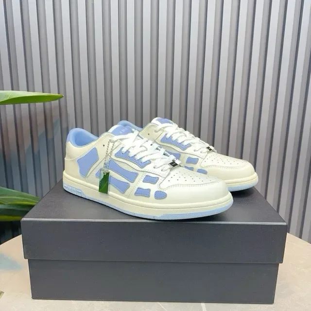 Off-White Cream and Light Blue Geometric Panel Low-Top Sneakers 8