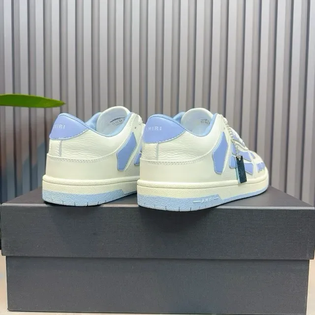 Off-White Cream and Light Blue Geometric Panel Low-Top Sneakers 9