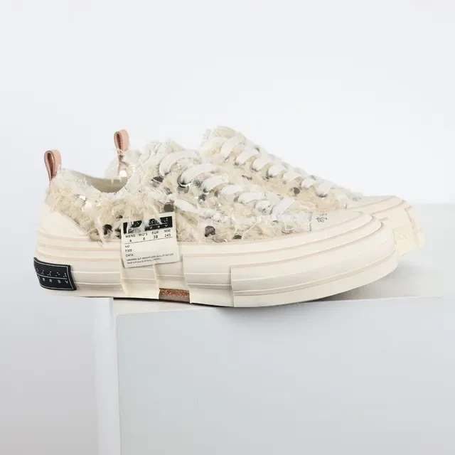 Off-White Cream Fluffy Textile Platform Lifestyle Sneakers 3