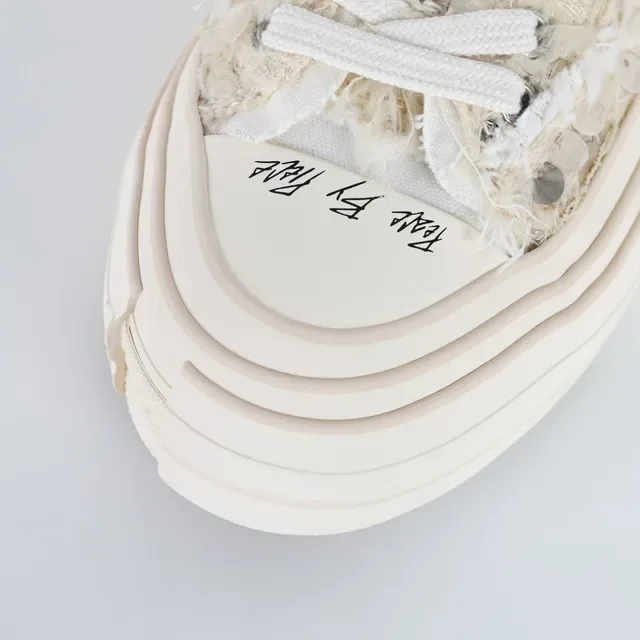 Off-White Cream Fluffy Textile Platform Lifestyle Sneakers 5