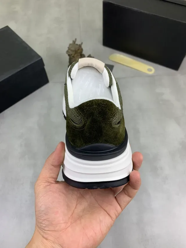 Olive Green Knit and Suede Lifestyle Sneaker 3
