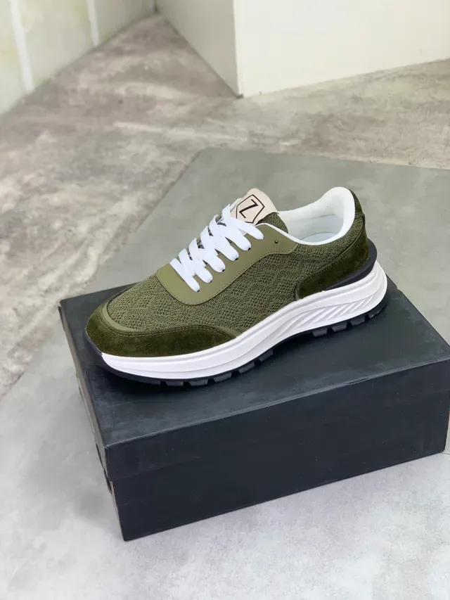 Olive Green Knit and Suede Lifestyle Sneaker 4
