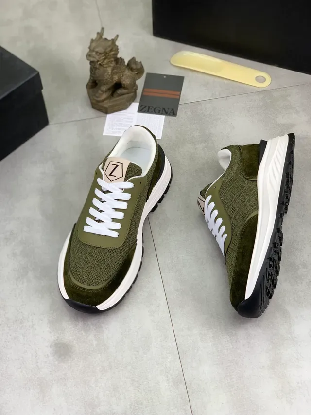 Olive Green Knit and Suede Lifestyle Sneaker 5