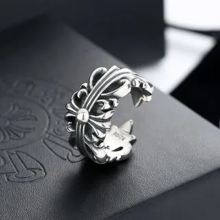 Ornate Baroque Floral Scrollwork Oxidized Silver Open Ring