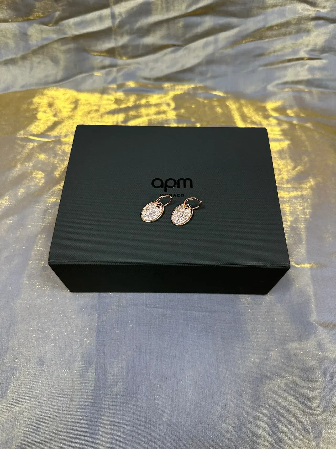 Oval Pave Crystal Rose-Gold-Tone Dangling Earrings 6