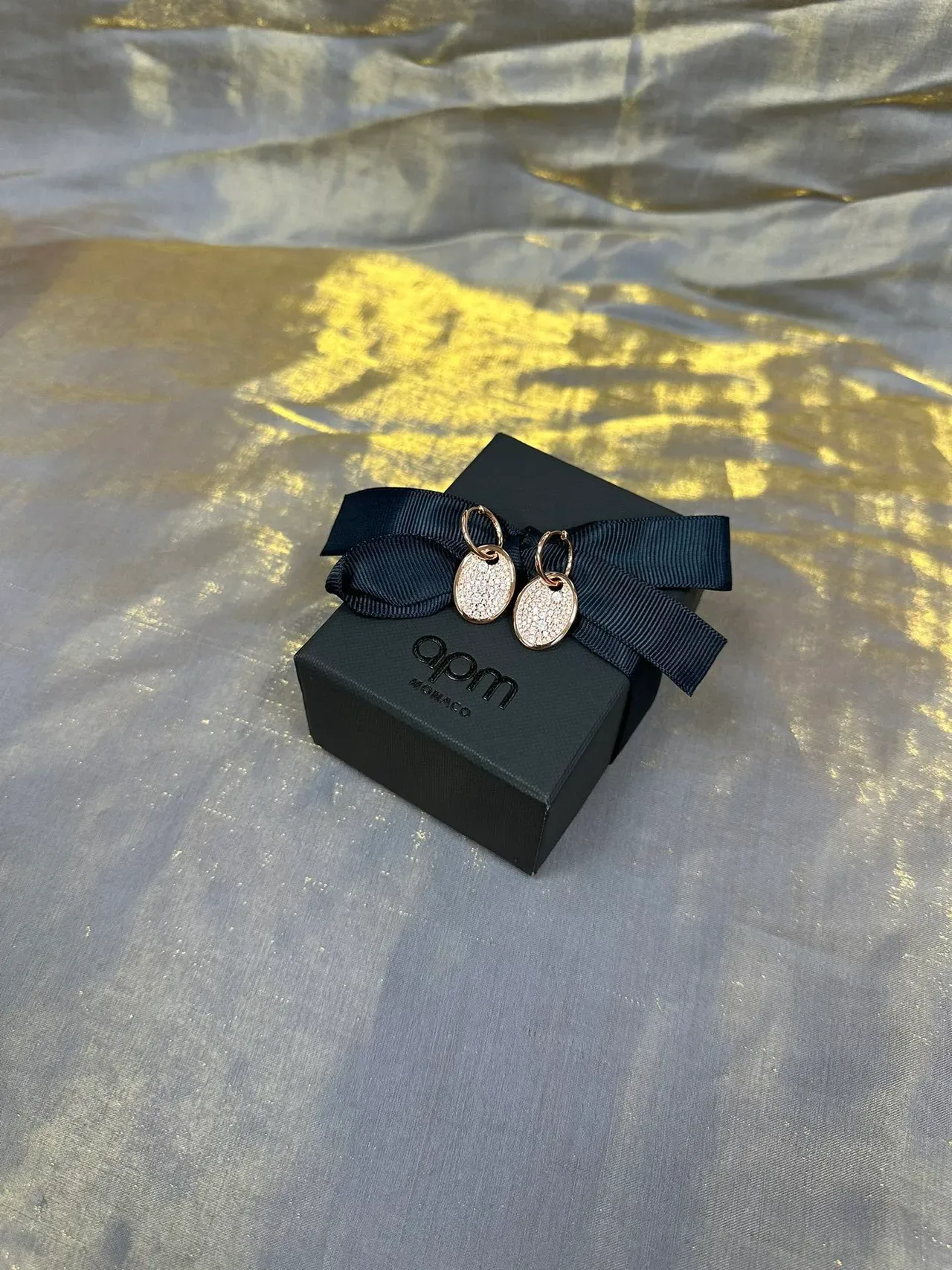 Oval Pave Crystal Rose-Gold-Tone Dangling Earrings 7