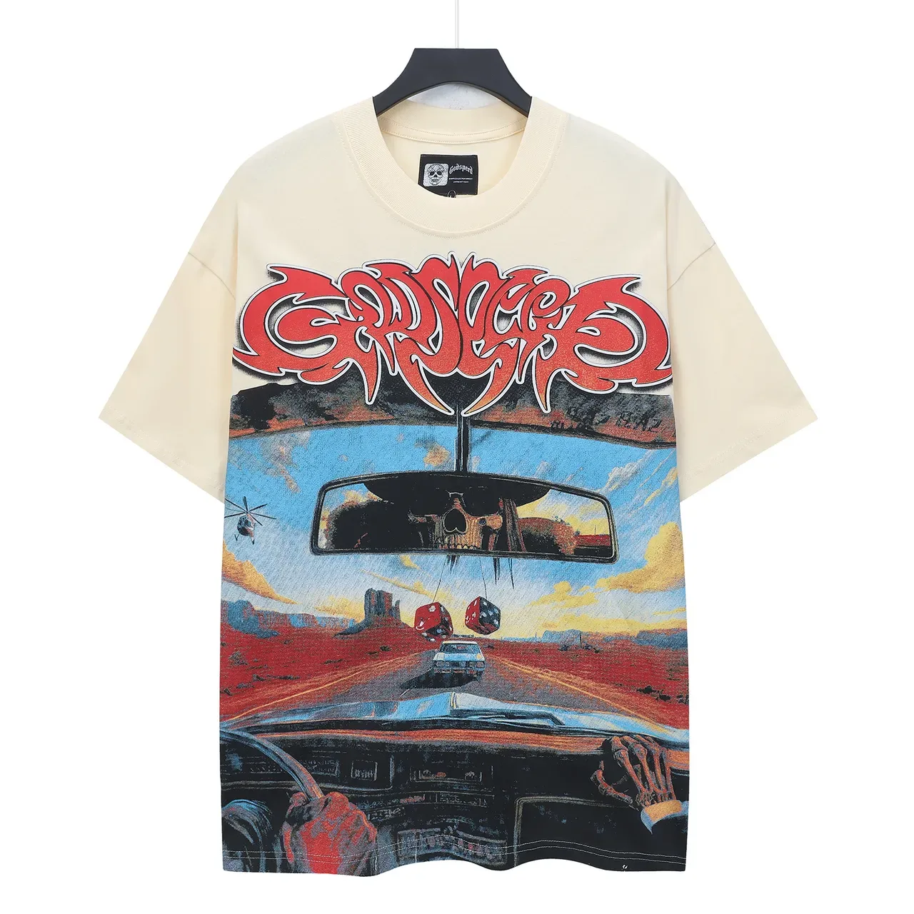 Oversized Graphic Print Cream T-Shirt 2