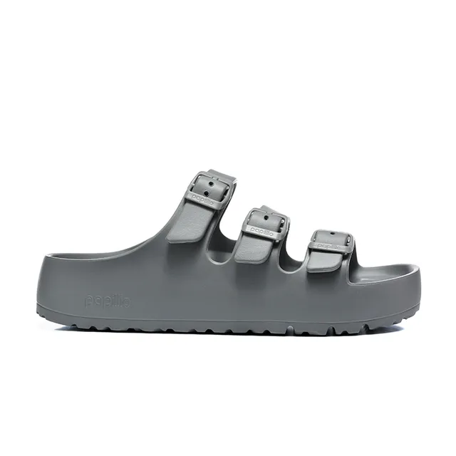 papillio Gray Three-Strap Buckle-Closure Casual Sandals 6