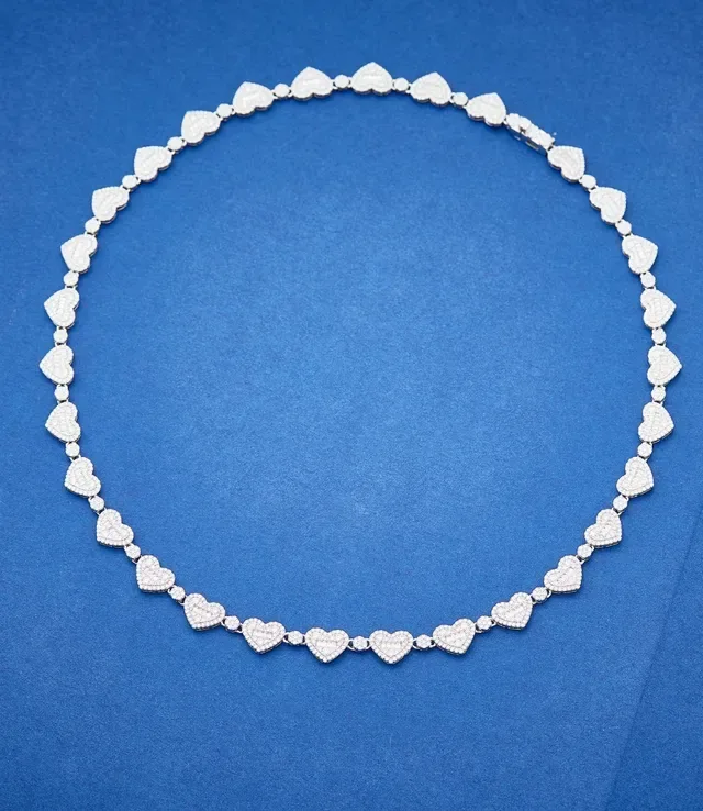 Pavé Heart Link Silver-Tone Necklace 2