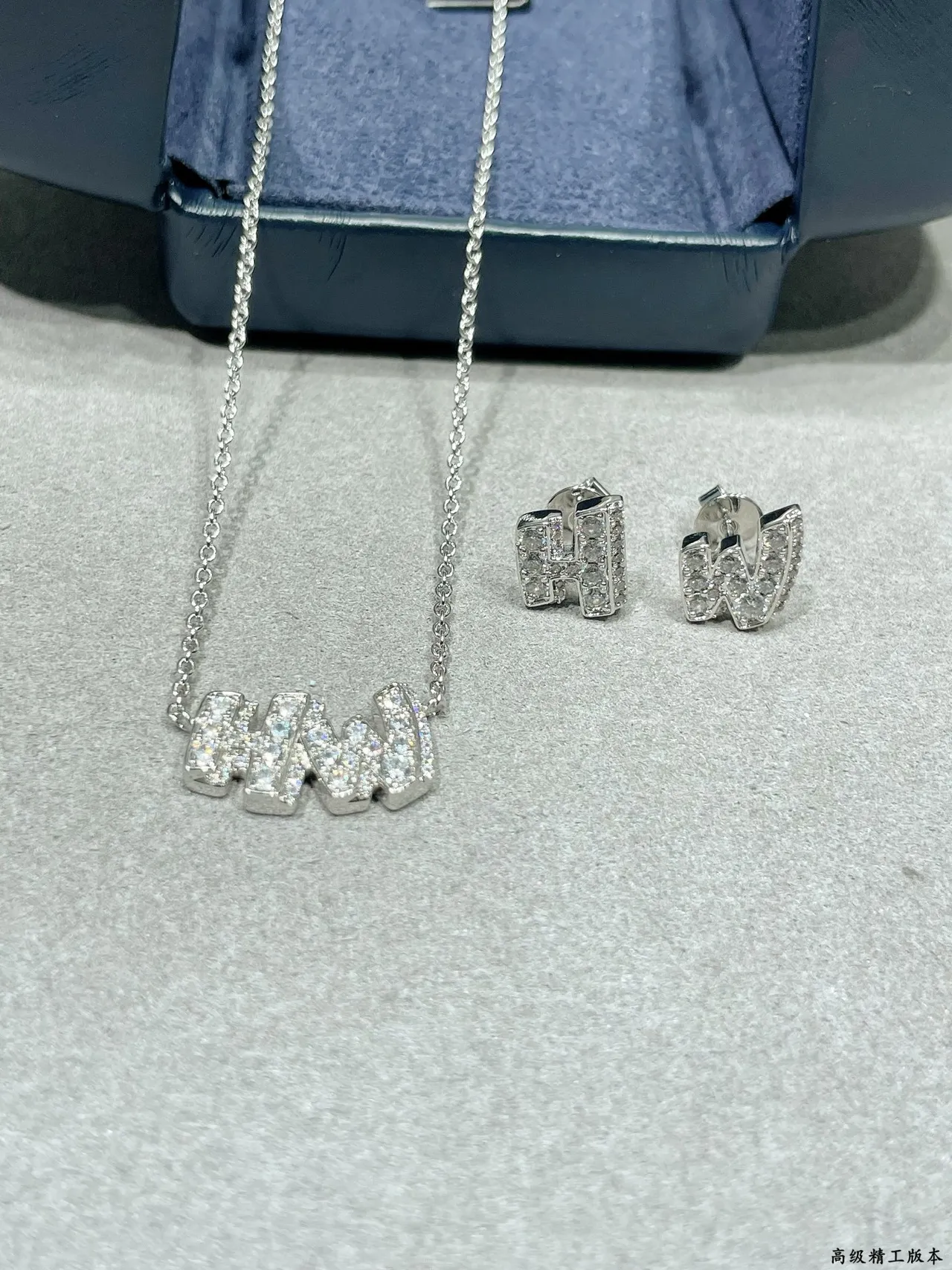 Pavé Letter 'H' and 'W' Stud Earrings 4