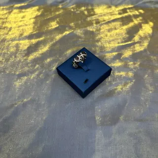 Pavé-Set Black and White Geometric Pattern Ring