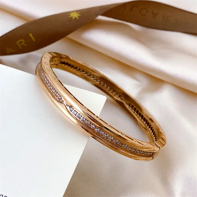 Pavé-Set Engraved Multi-Tone Metal Stackable Bracelets 4